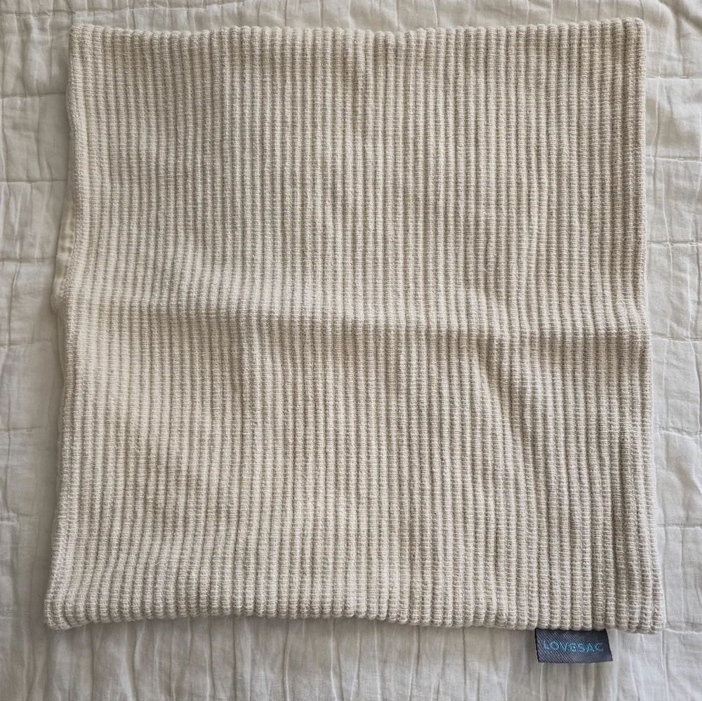 Lovesac Cream Ribbed Corduroy Decorative Pillow Cover 17x17